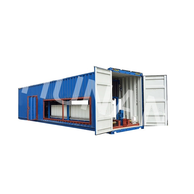 Containerized brine block ice machine